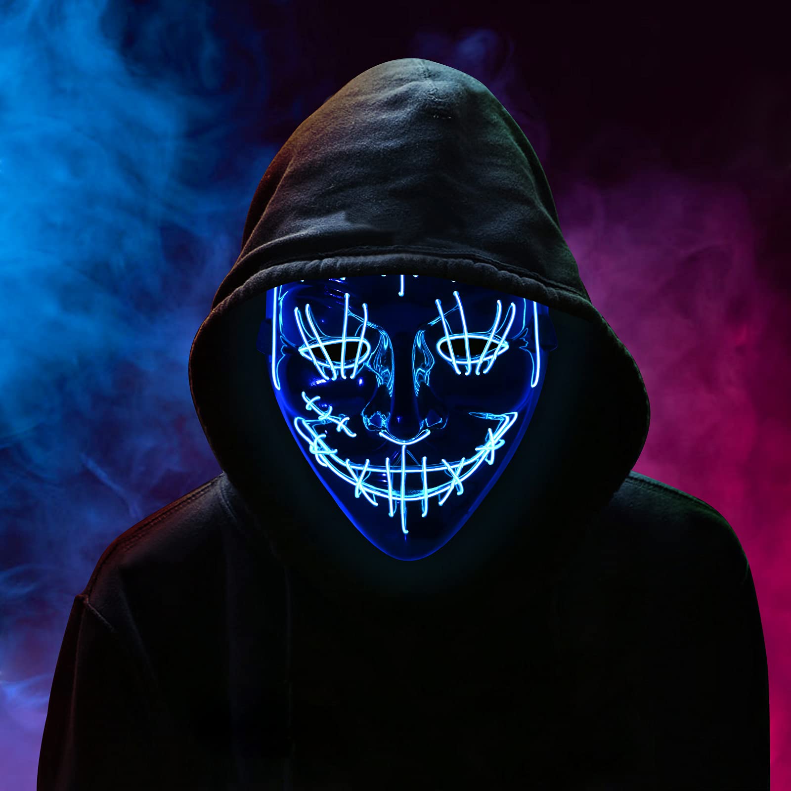 Dodosky Scary Mask, Led Light Up Mask Halloween Mask Cosplay Mask Purge Mask for Halloween Festival Party