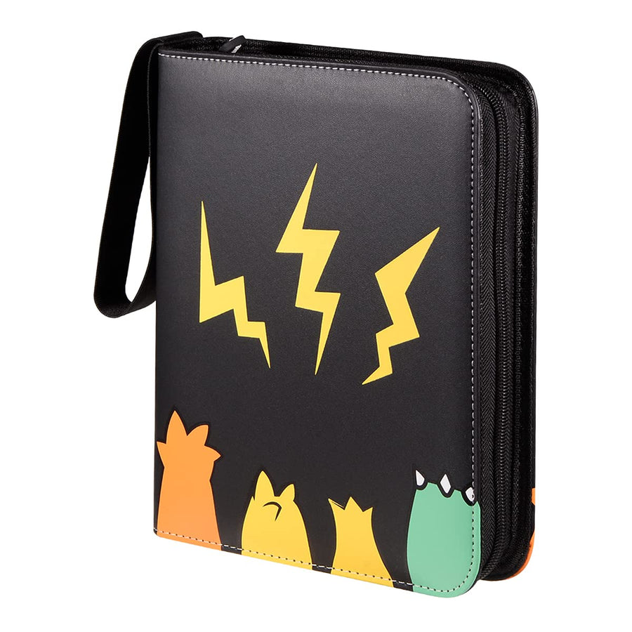 Geecow 4-Pocket Trading Card Binder, Fits 400 Cards with 50 Removable Sleeves, Card Collector Album Holder, Toys Gifts for Kids (Black)