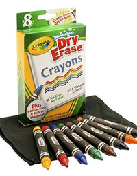 Crayola Washable Dry-Erase Crayons, 8 Classic Crayola Colors with Built In Sharpener & E-Z Erase Cloth Non-Toxic Art Tools for Kids & Toddlers 3 & Up, Easily Wipes Off Any Dry Erase Surface
