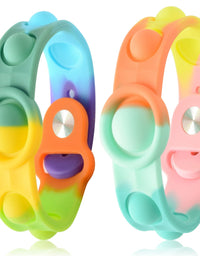 HYSZXUS Stress Relief Wristband Push Bubble Sensory Fidget pop it Bracelets Toy,Wearable Push Pop Bubble Fidget Hand Finger Press Silicone Bracelet Toy for Kids and Adults ADHD ADD Autism-2 Pcs
