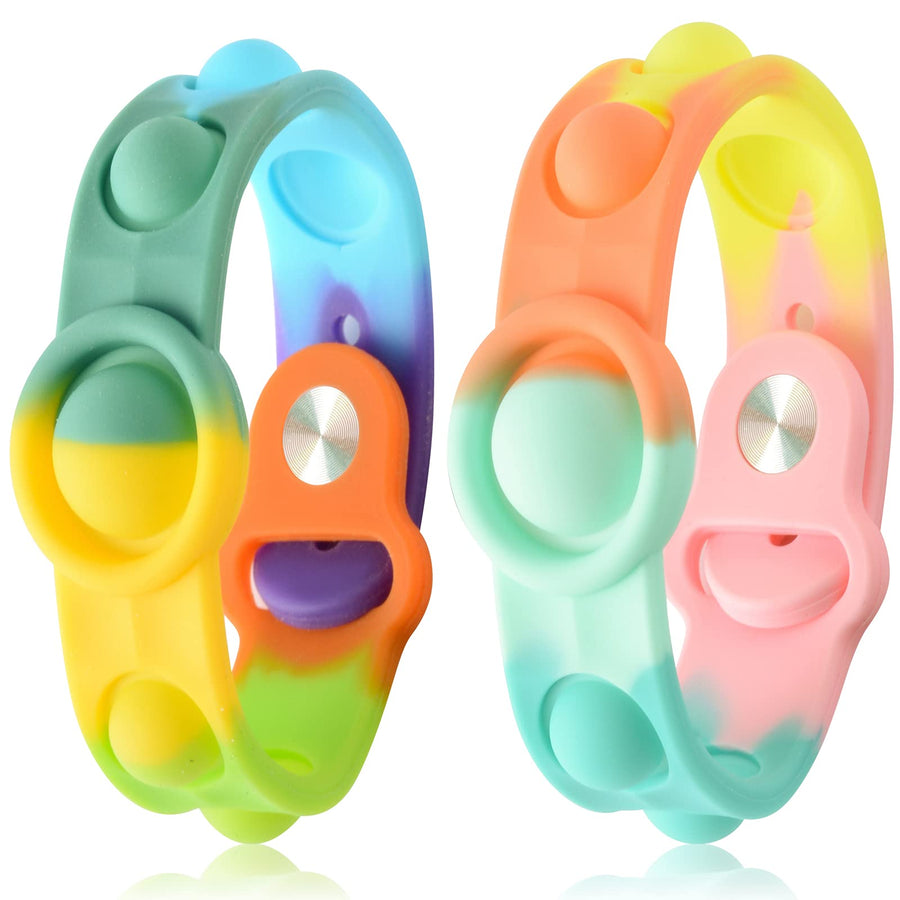 HYSZXUS Stress Relief Wristband Push Bubble Sensory Fidget pop it Bracelets Toy,Wearable Push Pop Bubble Fidget Hand Finger Press Silicone Bracelet Toy for Kids and Adults ADHD ADD Autism-2 Pcs