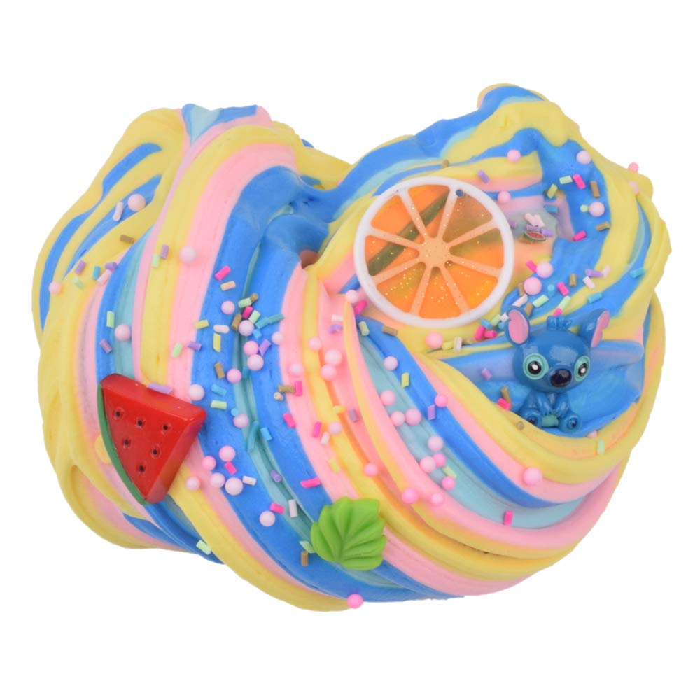 Magictoy 4 Pack Butter Slime,Yellow Lemon,Blue Stitch,Pink Watermelon and Mint Green Slime,Super Soft and Non-Sticky, Party Favors for Boys and Girls