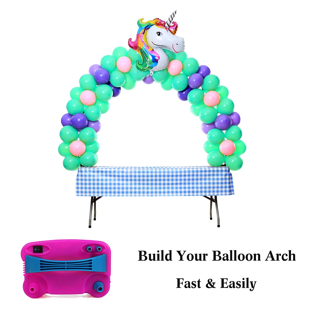 Party Zealot Electric Balloon Inflator with 100 Balloon Ties Air Pump Dual Nozzles Balloons Blower US Standard Plug for Balloon Arch, Balloon Column Stand, and Balloon Decoration