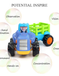 ORWINE Inertia Toy Early Educational Toddler Baby Toy Friction Powered Cars Push and Go Cars Tractor Bulldozer Dumper Cement Mixer Engineering Vehicles Toys for Children Boys Girls Kids Gift 4PCS
