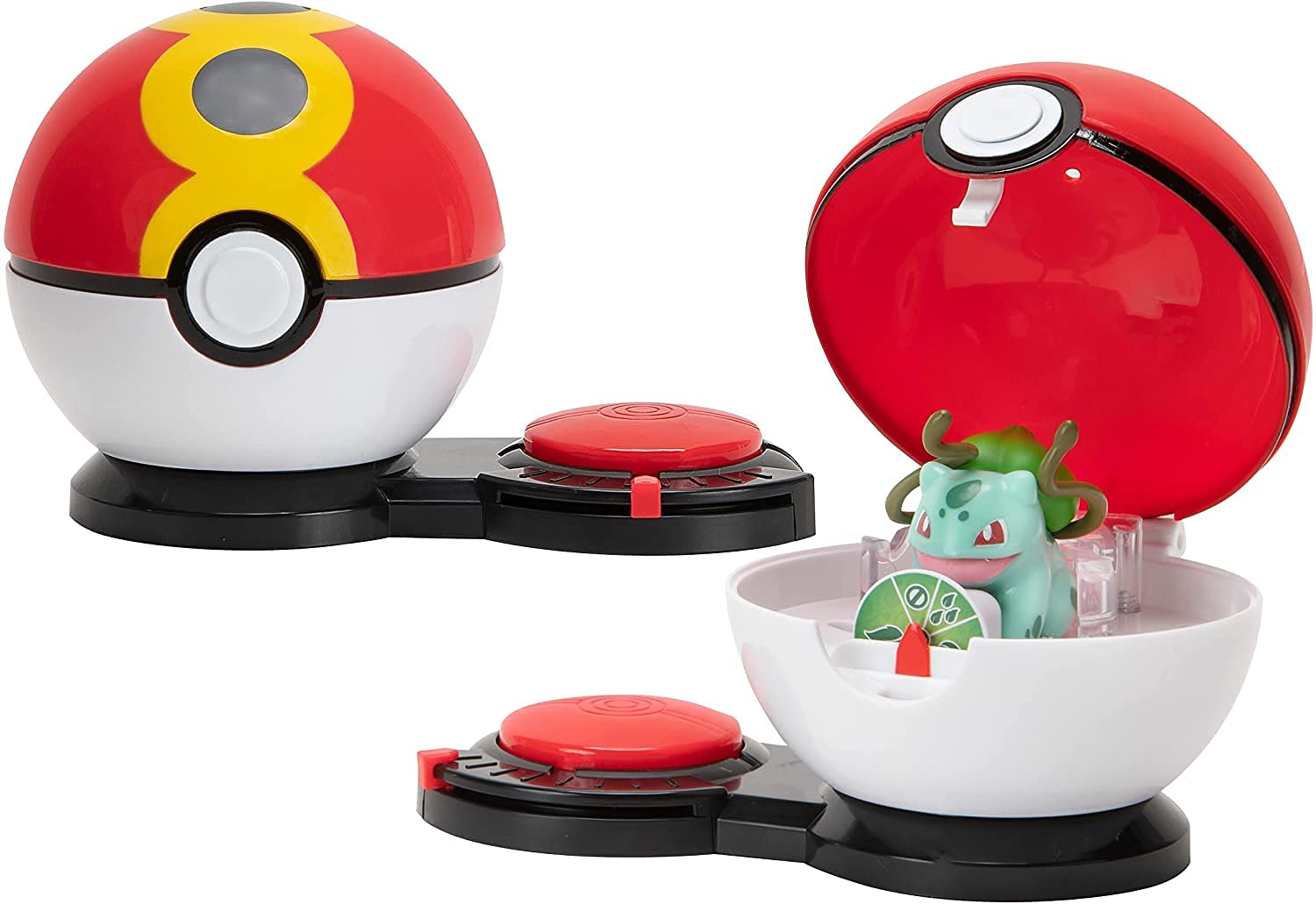 Pokemon Surprise Attack Game, Featuring Pikachu and Bulbasaur - 2 Surprise Attack Balls - 6 Attack Disks - Toys for Kids and Pokémon Fans