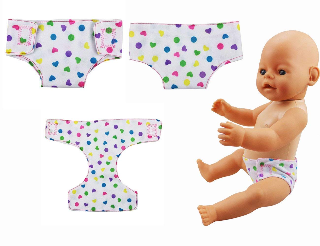 DC-BEAUTIFUL 4 Pack Baby Diapers Doll Underwear for 14-18 Inch Baby Dolls, American Girl Doll