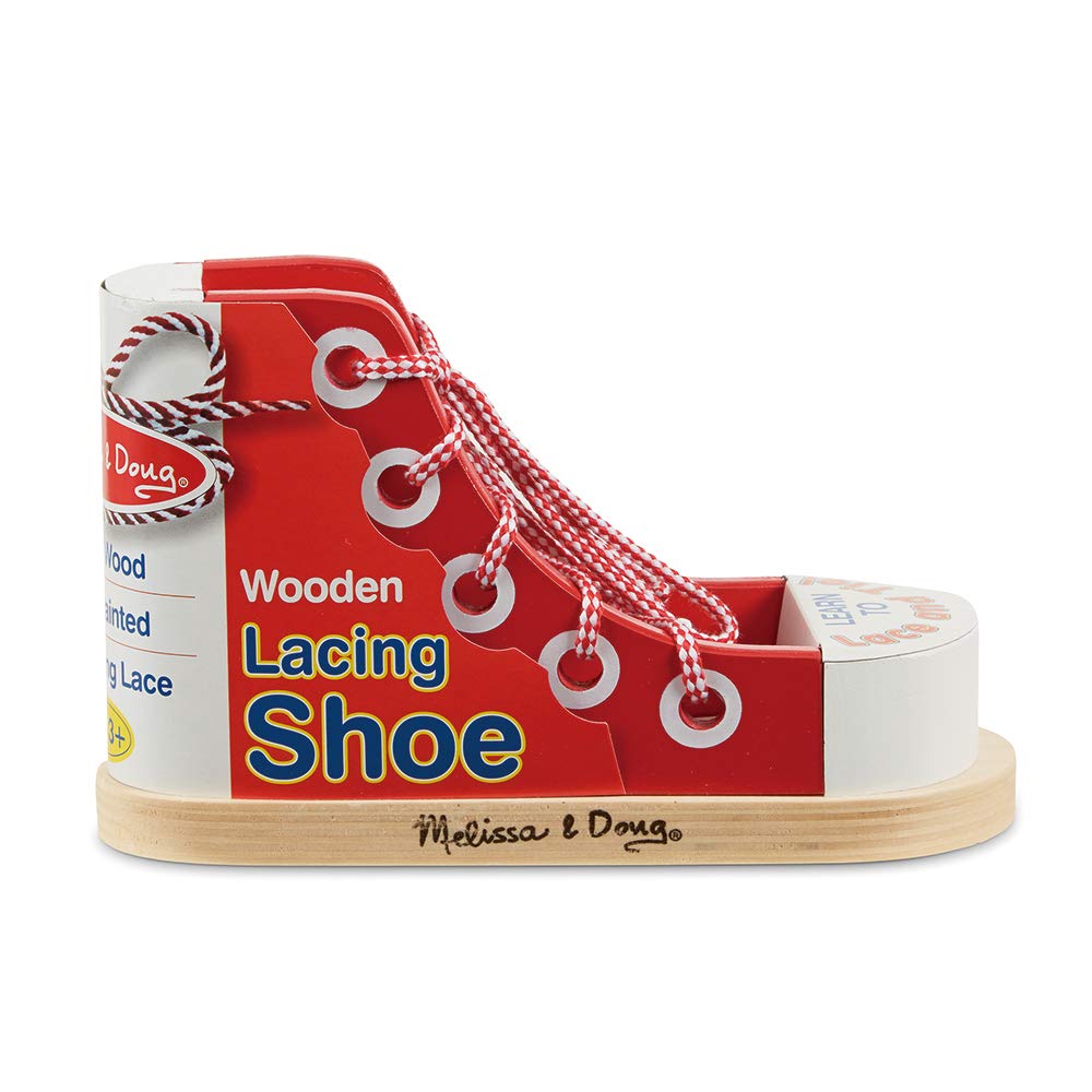 Melissa & Doug Deluxe Wood Lacing Sneaker - Learn to Tie a Shoe Educational Toy