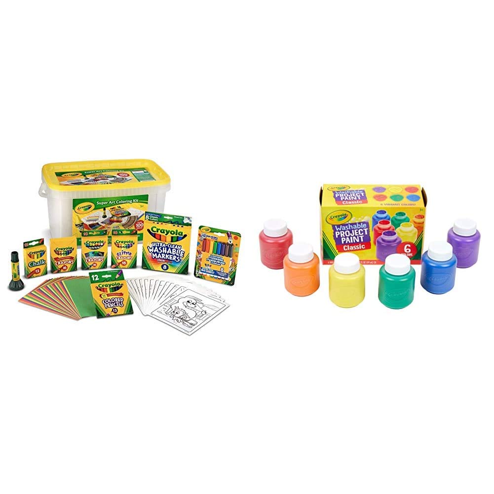 Crayola Super Art Coloring Kit, Craft Supplies for Kids, Tub Colors Vary, 100+ Pcs, Gift for Kids