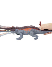 Jurassic World Sarcosuchus Massive Biters Larger-Sized Dinosaur Action Figure with Tail-Activated Strike and Chomping Action, Movable Joints, Movie-Authentic Detail; Ages 4 and Up

