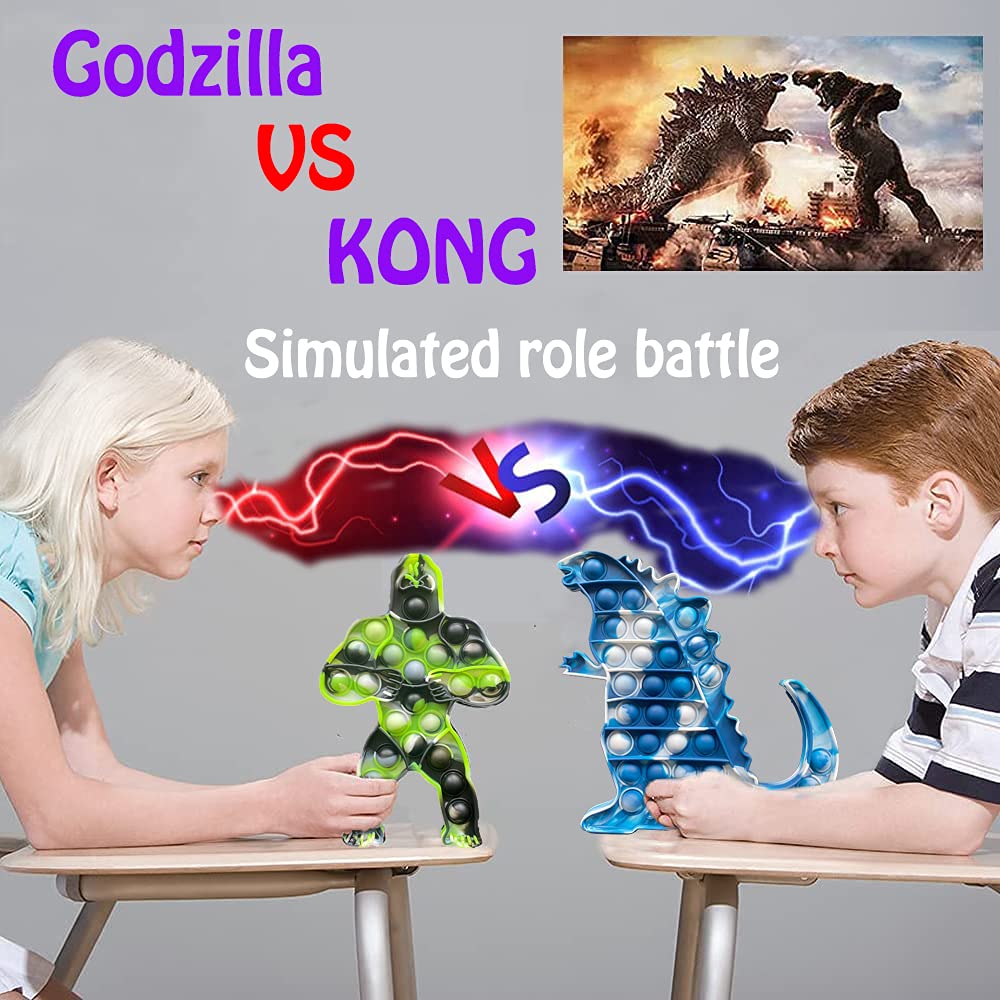 QDASZZ 2Pcs Big Size Godzilla vs King Kong Push Pop Fidget Toys,Autism Special Needs Stress Reliever - Great for The Old and The Young (C-03)