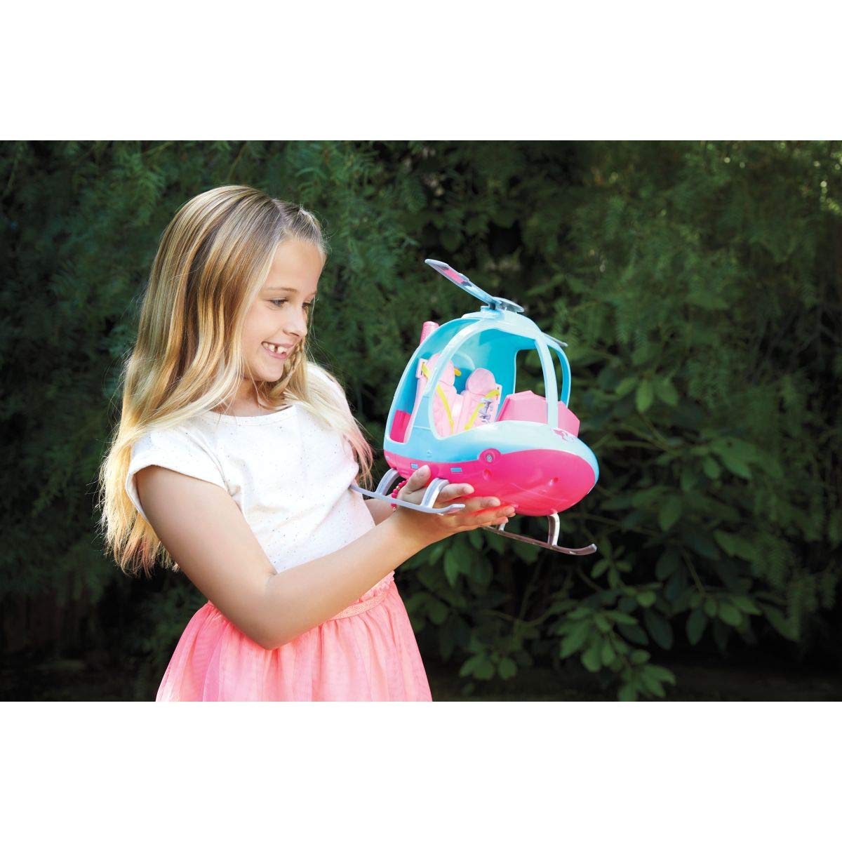 Barbie Helicopter, Pink and Blue with Spinning Rotor