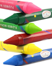 Jumbo Crayons for Toddlers, 16 Colors Non Toxic Crayons, Easy to Hold Large Crayons for Kids, Safe for Babies and Children Flower Monaco
