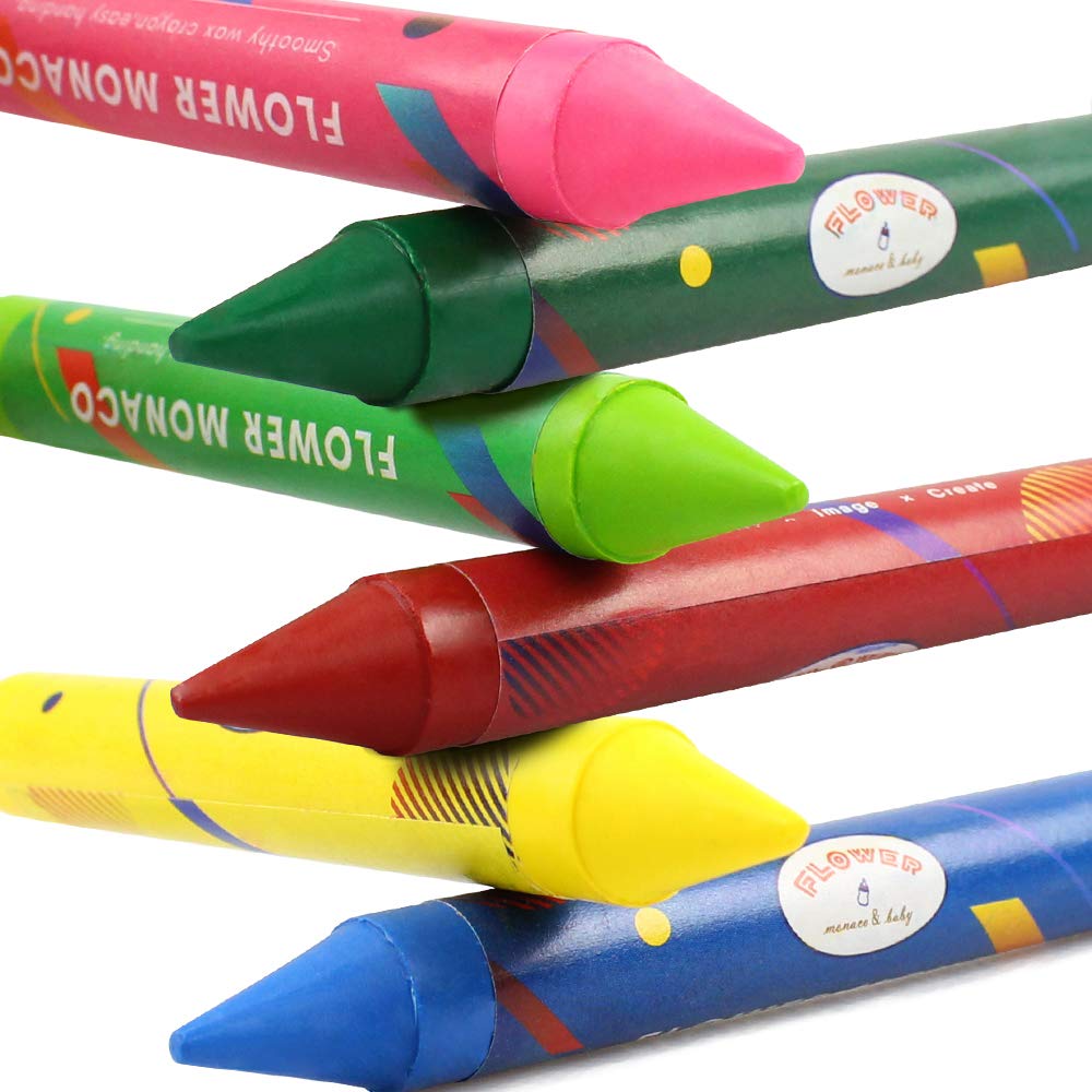 Jumbo Crayons for Toddlers, 16 Colors Non Toxic Crayons, Easy to Hold Large Crayons for Kids, Safe for Babies and Children Flower Monaco
