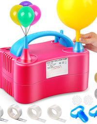 Balloon Pump Electric, Keaibuding Balloon Air Pump Dual Nozzle Balloon Inflator Blower with Balloon Arch Strip Kit for Party Supplies Baby Shower Decorations
