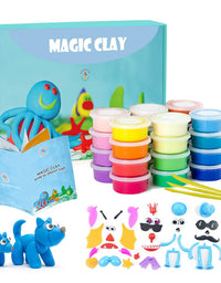 Modeling Clay Kit - 24 Colors Air Dry Ultra Light Magic Clay, Soft & Stretchy DIY Molding Clay with Tools, Animal Accessories, Easy Storage Box Kids Art Crafts Gift for Boys & Girls Age 3-12 year olds
