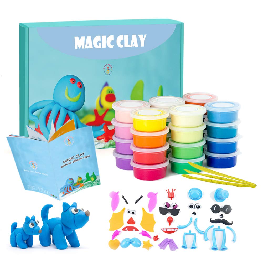 Modeling Clay Kit - 24 Colors Air Dry Ultra Light Magic Clay, Soft & Stretchy DIY Molding Clay with Tools, Animal Accessories, Easy Storage Box Kids Art Crafts Gift for Boys & Girls Age 3-12 year olds