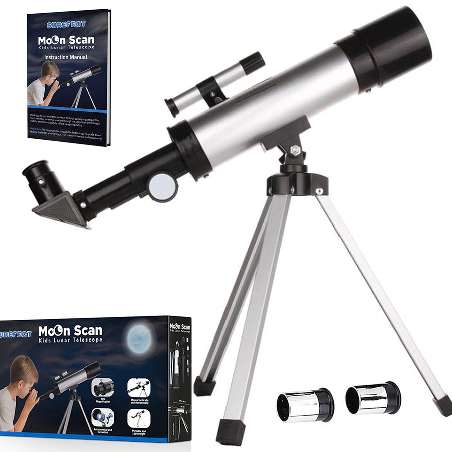 Surefect Nasa Lunar Telescope for Kids Capable of 90x Magnification, Includes 2 Eyepieces - Portable & Easy To Use Lightweight Portable Telescope