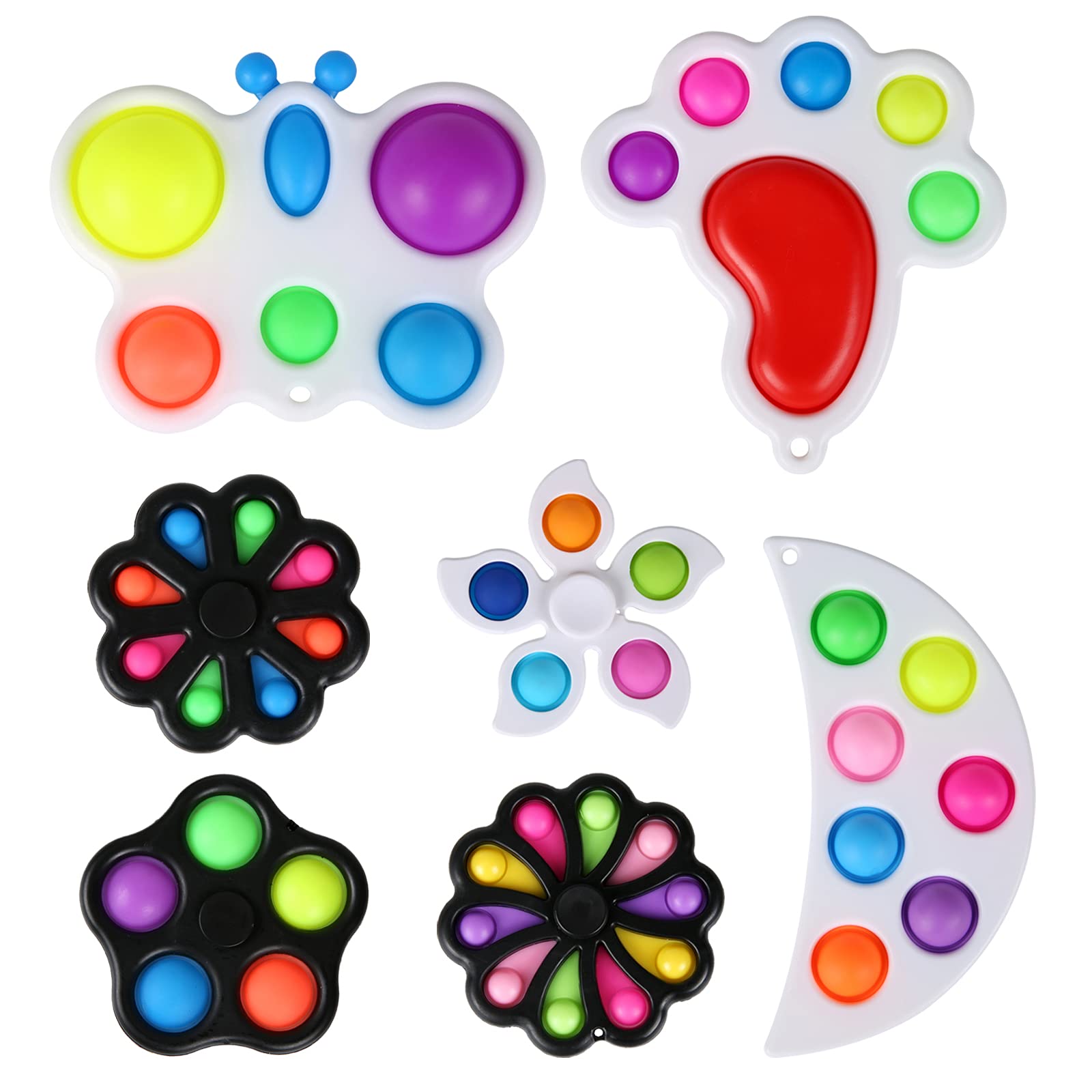 Simple Dimple Fidget Pack, 7pcs Fidget Dimple Toys Set with Fidget Dimples for Kids and Adults Anti Stress and Anxiety Tools Bundle