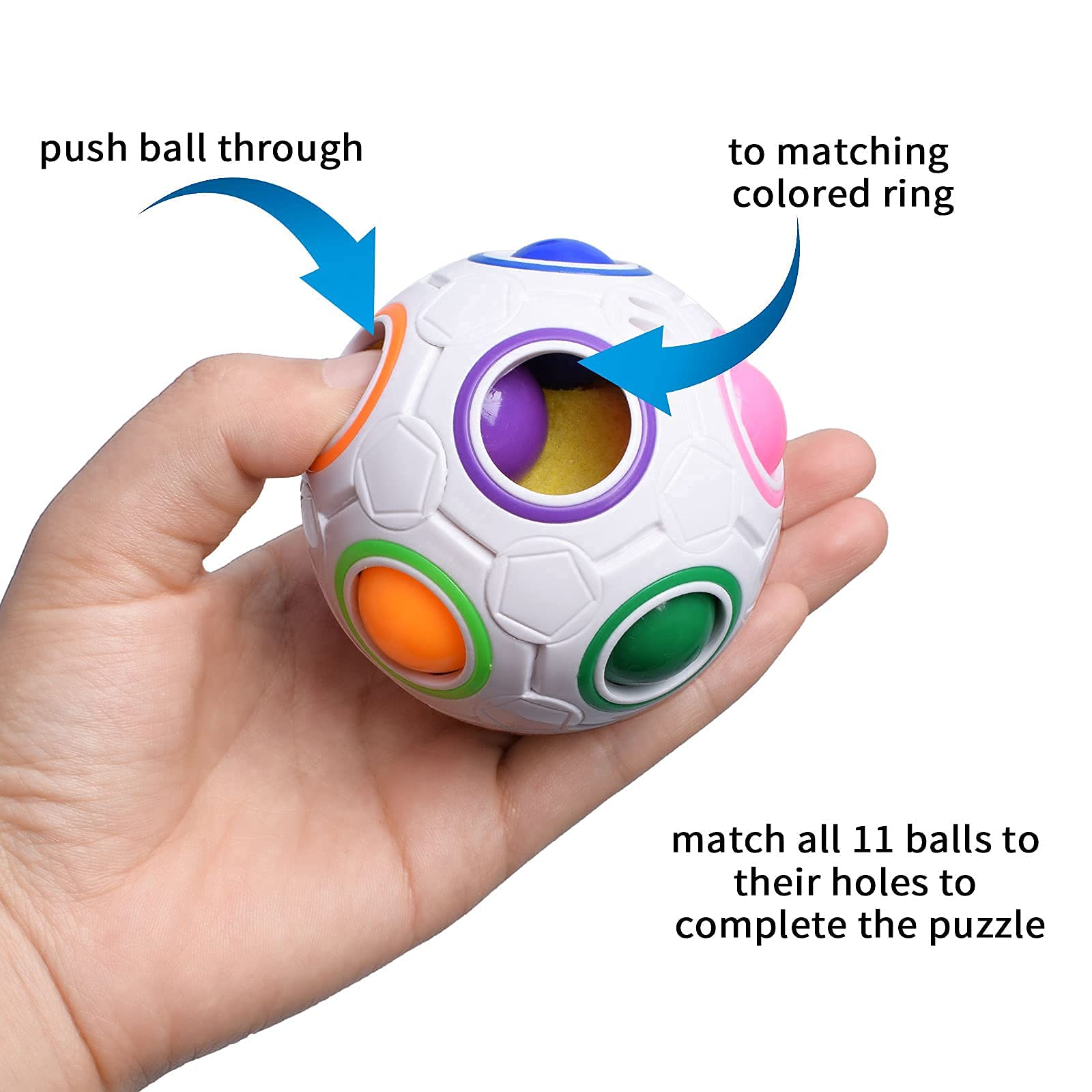 DPTOYZ Rainbow Puzzle Ball Fidget Toy Color-Matching Puzzle Game Fidget Balls Stress Reliever Magic Cube Toys Brain Teaser for Children/Teens/Adults - 2 Pack