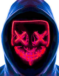 MeiGuiSha LED Halloween Light Up Purge Mask Women,Halloween Scary Cosplay Purge Mask LED for Festival Padrties
