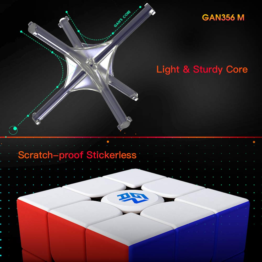GAN 356 M, 3x3 Magnetic Speed Cube Stickerless Gans 356M Magic Cube (Lite ver. 2020)
