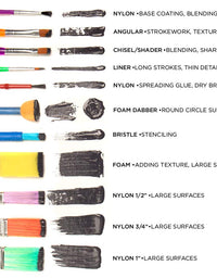 Horizon Group USA Paint Brushes -35 All Purpose Paint Brushes Value Pack – Includes 8 Different Types of Brushes, Great with Watercolors, Acrylic & Washable Paints. Multicolored
