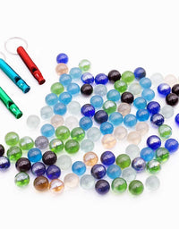 POPLAY 50 PCS Beautiful Player Marbles Bulk for Marble Games,Multiple Colors(1 Whistle for Free)
