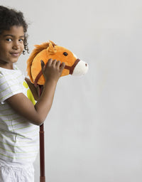 Linzy Hobby Horse, Galloping Sounds with Adjustable Telescopic Stick, Brown 36"
