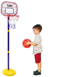 Cyfie Indoor Basketball Hoop for Toddlers Kids, 2.26ft - 3.48ft Stand Adjustable Height Basketball Game Toys with Ball and Pump for Outdoor Outside Sports
