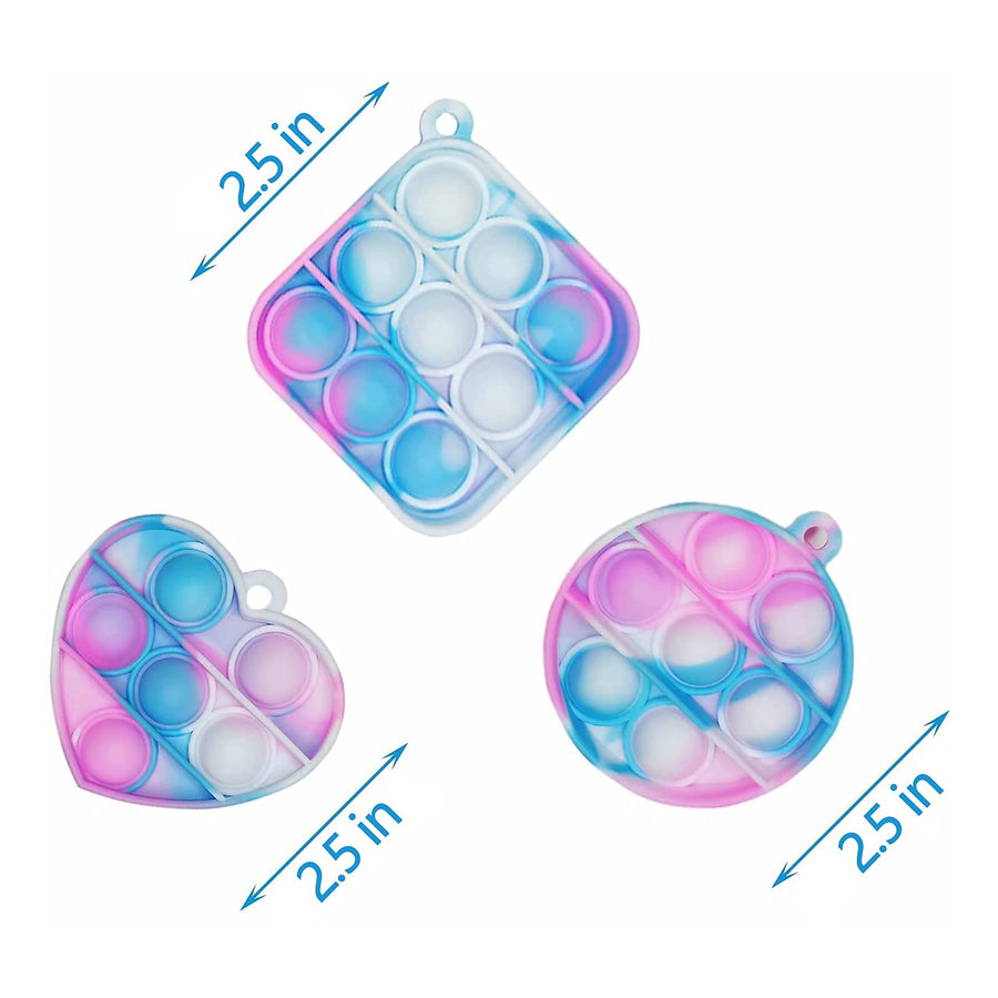 15 Pcs Mini Squeeze Pop Bubble Simple Fidget Sensory Toys, Mini Silicone Keychain Wrap Small Pop Bulk Classroom Prizes Relieve Anxiety Stress Toy for Kids Adult Party Favors