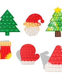 BINGLALA 6Pcs Pop Christmas Push Bubble Sensory Fidget Toys Simple Dimple Fidget Popper Tie Dye Christmas Pop Gift for Kids Christmas Set for Kids Adults (Christmas Set)
