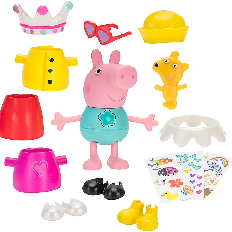 Peppa Pig Dress & Talk Figure Set, 12 Pieces - Includes Large Talking Peppa Figure with 4 Outfits & Accessories - Toy Gift for Kids - Ages 3+