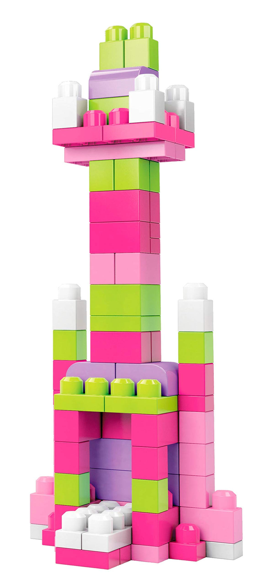 Mega Bloks First Builders Big Building Bag with Big Building Blocks, Building Toys for Toddlers (80 Pieces) - Pink Bag