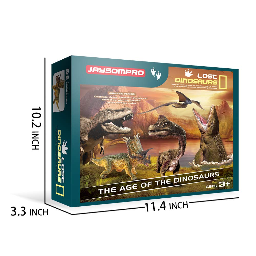 Jaysompro 5 PCS Jumbo Dinosaur Set -Realistic Looking Dinosaur Figures with Play Mat for Dinosaur Lovers-Kids Perfect Holiday Party Gifts-Dinosaur Toy Boys,Girls ,Children's Birthday Favors