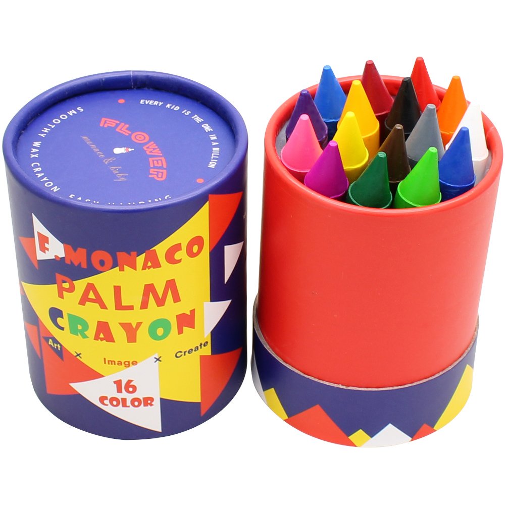 Jumbo Crayons for Toddlers, 16 Colors Non Toxic Crayons, Easy to Hold Large Crayons for Kids, Safe for Babies and Children Flower Monaco