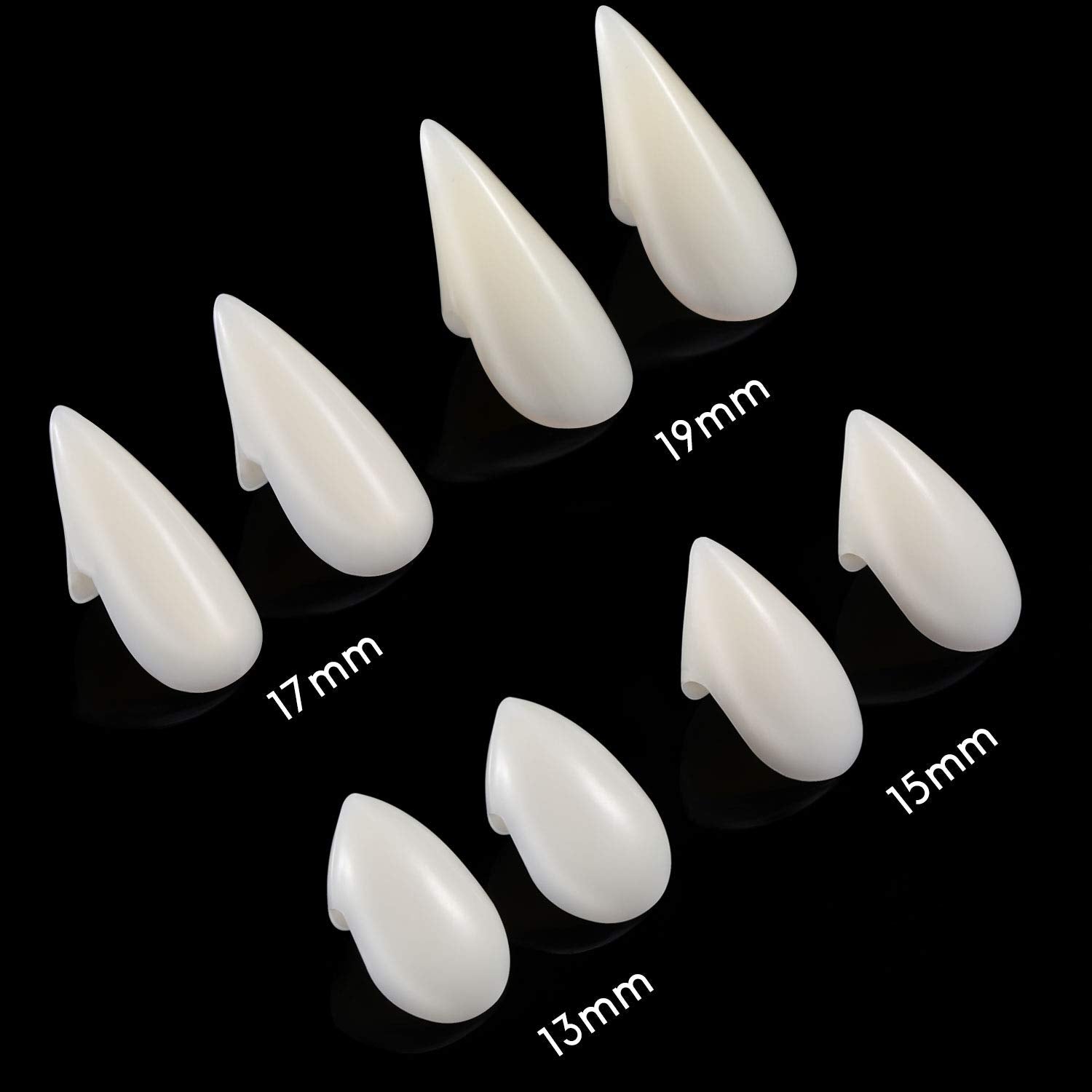 Zhanmai 12 Pairs Vampire Teeth Costume 4 Size Fangs Fake Teeth with 2 Teeth Pellets for Cosplay Party Props Halloween Party Fangs Favors