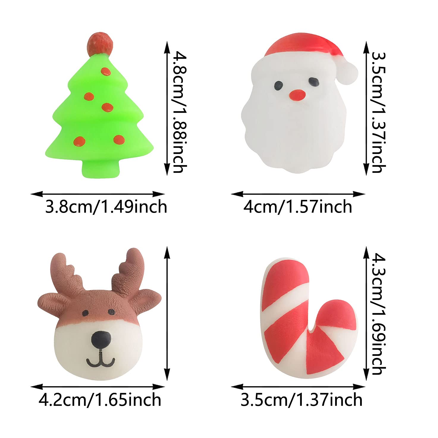 48 Pcs Christmas Mochi Squishy Toys,Mini Kawaii Squeeze Toy Stress Reliever Anxiety Packs for Kid Party Favors,Christmas Miniatures (Christmas)