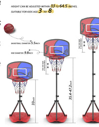 HAHAKEE Kids Basketball Hoop, Height-Adjustable 2.9 FT-6.1 FT, Indoor and Outdoor Basketball Set for Toddlers Age 3-8
