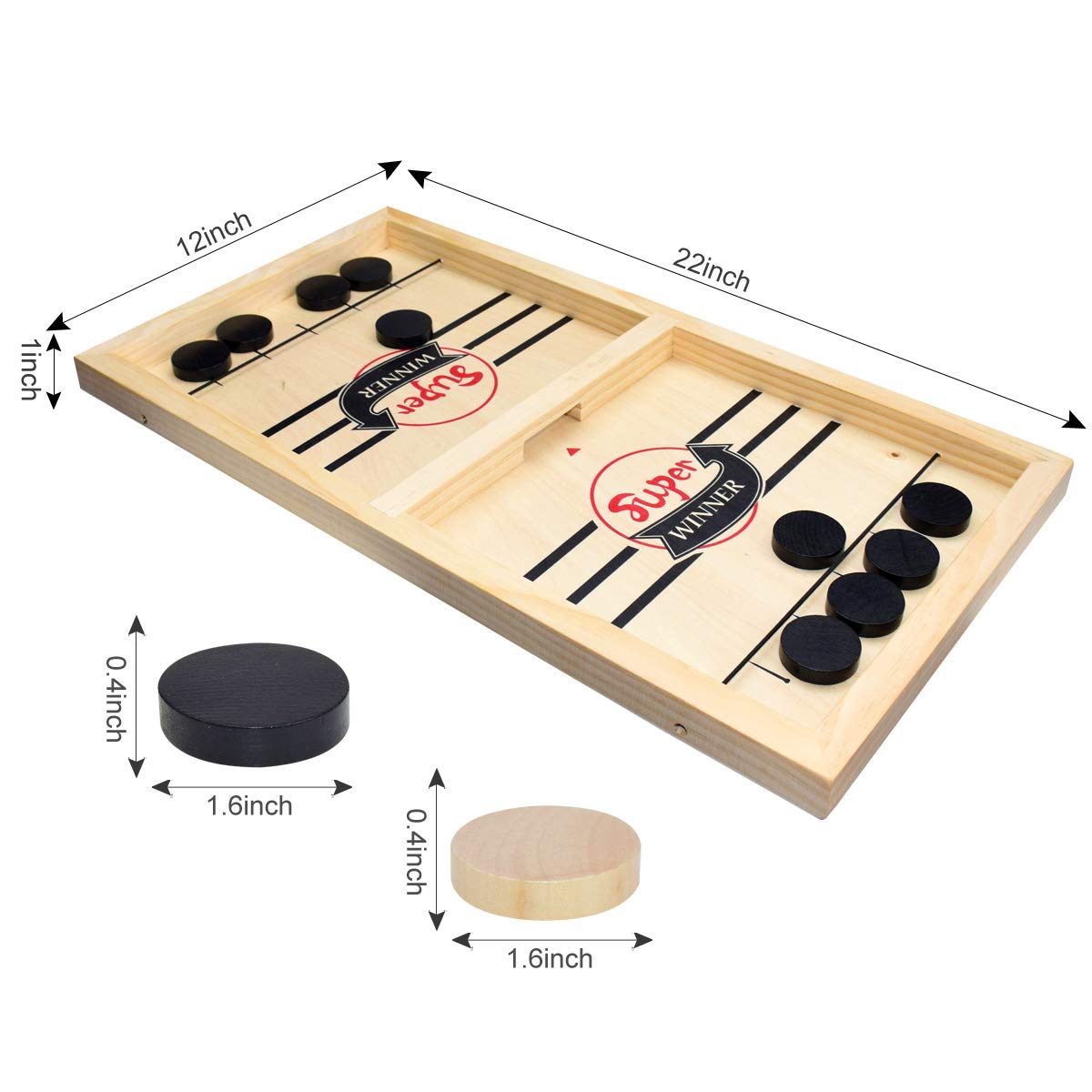 BAKAM Super Fast Sling Puck Game, Portable Table Hockey Game for Kids and Adults, Tabletop Slingshot Games Toys for Boys and Girls, Desktop Sport Board Game for Family Game Night Fun (Large)