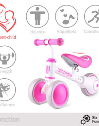 allobebe Baby Balance Bike, Cute Toddler Bikes 12-36 Months Gifts for 1 Year Old Girl Bike to Train Baby from Standing to Running with Adjustable Seat Silent & Soft 3 Wheels
