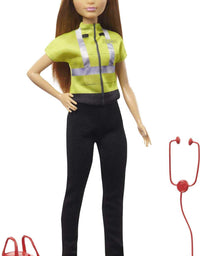 Barbie Paramedic Doll, Petite Brunette (12-in), Role-play Clothing & Accessories: Stethoscope, Medical Bag, Great Toy Gift for Ages 3 Years Old & Up
