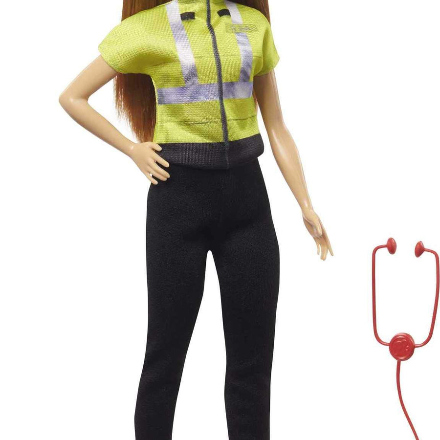 Barbie Paramedic Doll, Petite Brunette (12-in), Role-play Clothing & Accessories: Stethoscope, Medical Bag, Great Toy Gift for Ages 3 Years Old & Up