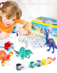 BAODLON Kids Arts Crafts Set Dinosaur Toy Painting Kit - 10 Dinosaur Figurines, Decorate Your Dinosaur, Create a Dino World Painting Toys Gifts for 5, 6, 7, 8 Year Old Boys Kids Girls Toddlers
