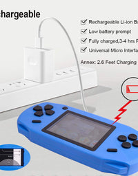 Beijue 16 Bit Handheld Games for Kids Adults 3.0'' Large Screen Preloaded 100 HD Classic Retro Video Games no Need WiFi USB Rechargeable Seniors Electronic Game Player Birthday Xmas Present (Blue)
