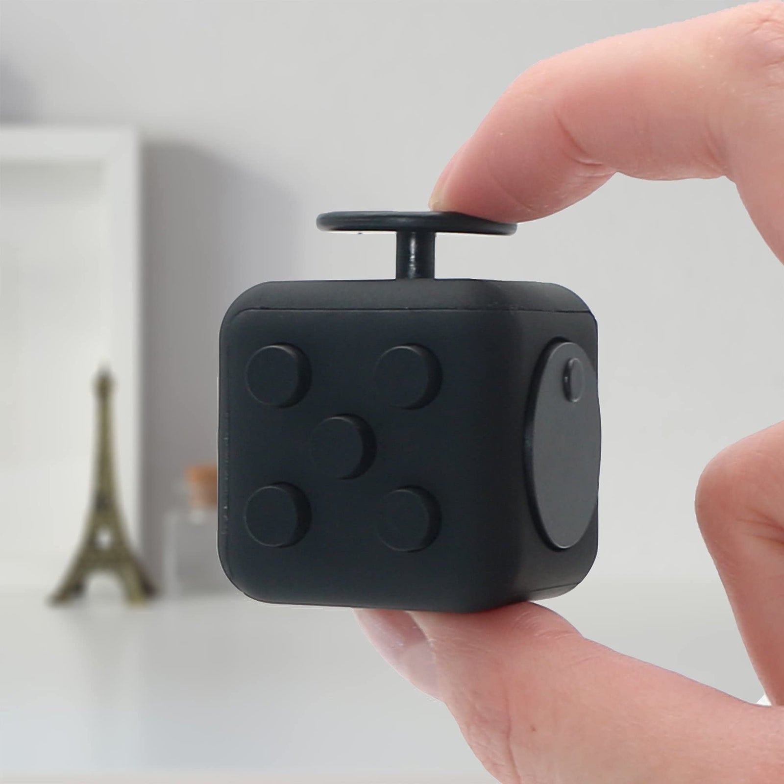 Appash Fidget Cube Stress Anxiety Pressure Relieving Toy Great for Adults and Children[Gift Idea][Relaxing Toy][Stress Reliever][Soft Material] (Black&Black)