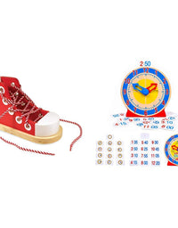 Melissa & Doug Deluxe Wood Lacing Sneaker - Learn to Tie a Shoe Educational Toy
