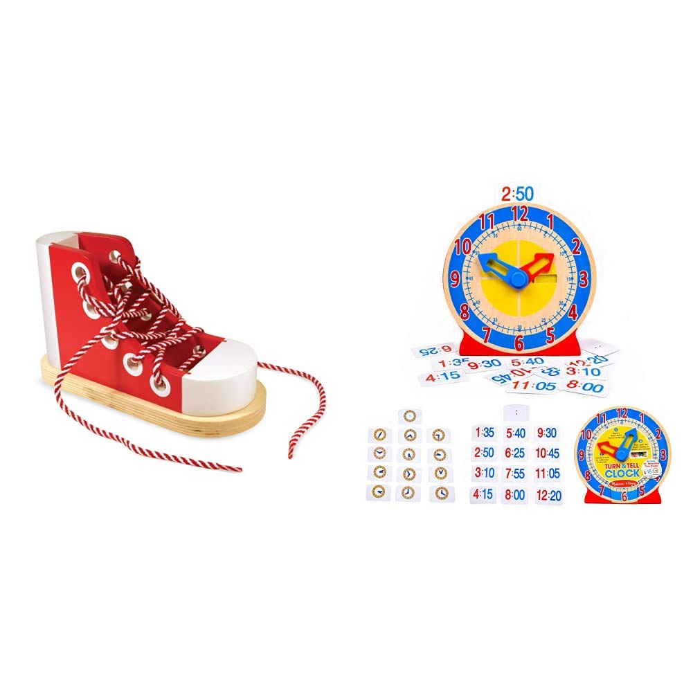 Melissa & Doug Deluxe Wood Lacing Sneaker - Learn to Tie a Shoe Educational Toy