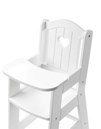 Melissa & Doug Mine to Love Wooden Play High Chair for Dolls,-Stuffed Animals - White (18”H x 8”W x 11”D Assembled)
