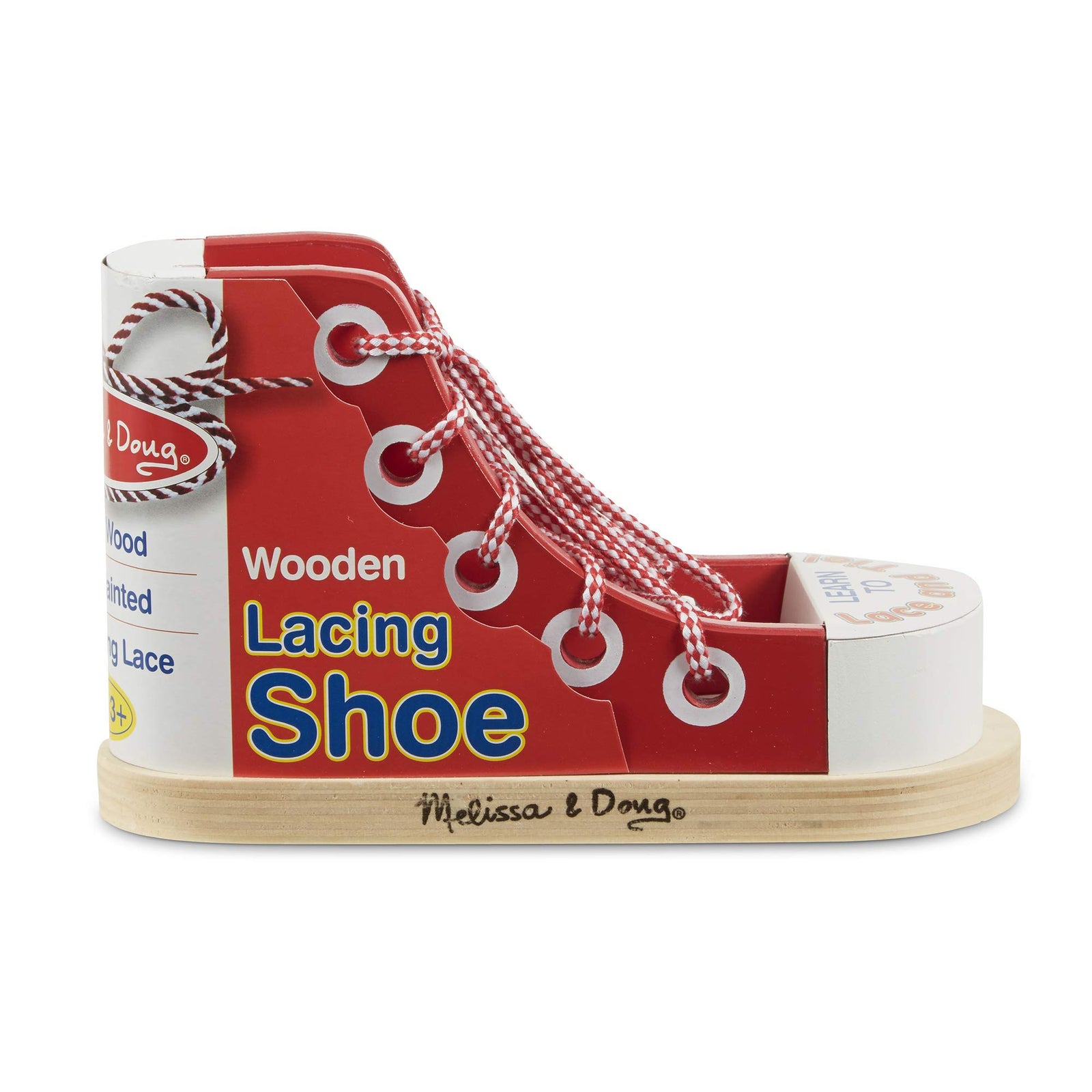 Melissa & Doug Deluxe Wood Lacing Sneaker - Learn to Tie a Shoe Educational Toy