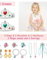 Princess Jewelry Boutique Dress Up & Elegant Shoe(4 Pairs of Girls Heels Shoes), Role Play Fashion Accessories of Crowns, Necklaces, Bracelets, Rings, Girls Beauty Gift Toys for Age 2 3 4 5 6 Year Old
